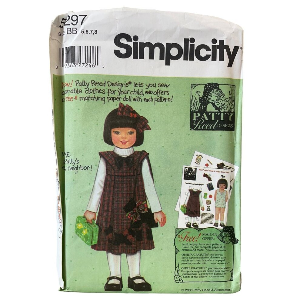 Simplicity Sewing Pattern 5297 Childs Jumper Bag & Hairbow Sizes 5-8